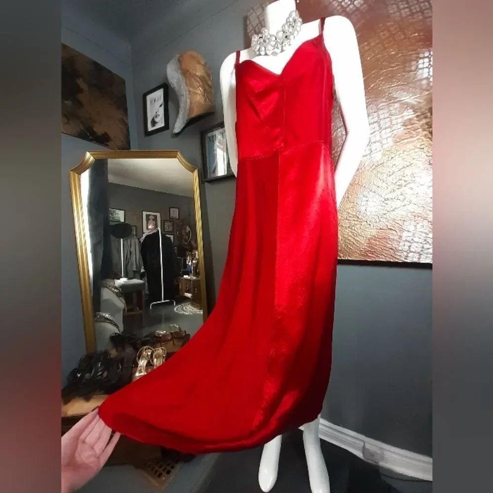 Zara Nwot Red Satiny Slip Dress